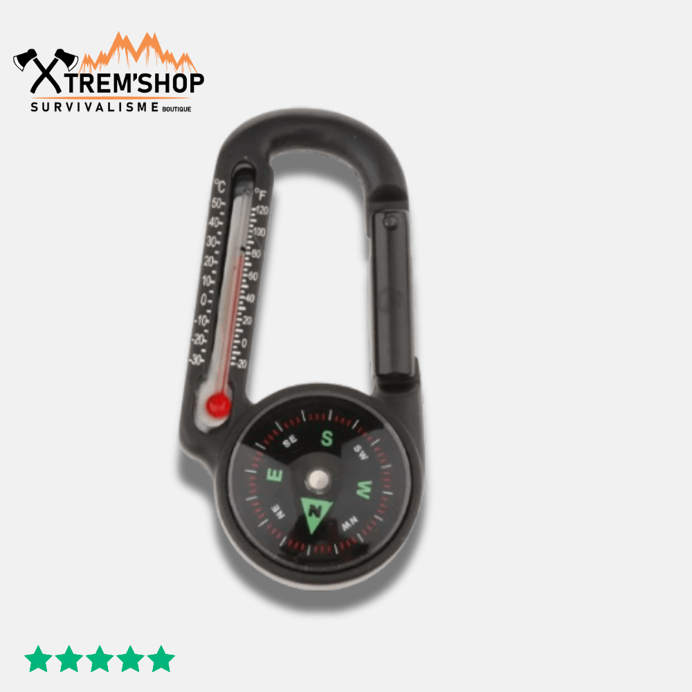 Boussole Mousqueton 2 en 1