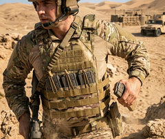 gilet tactique désert molle porté en situation