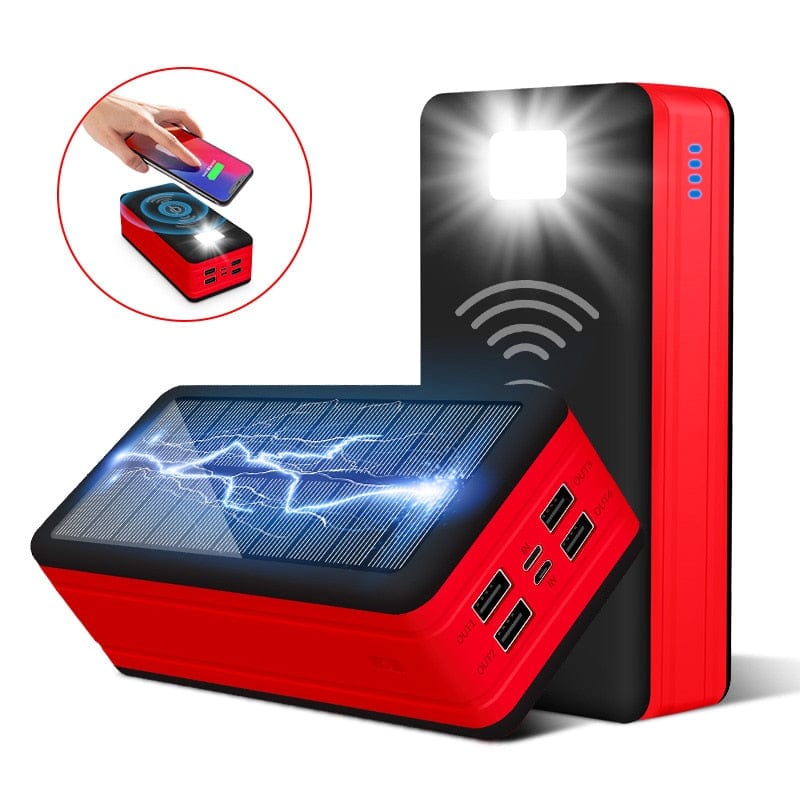 Batterie Solaire Rouge Batterie Solaire de Secours 2 en 1