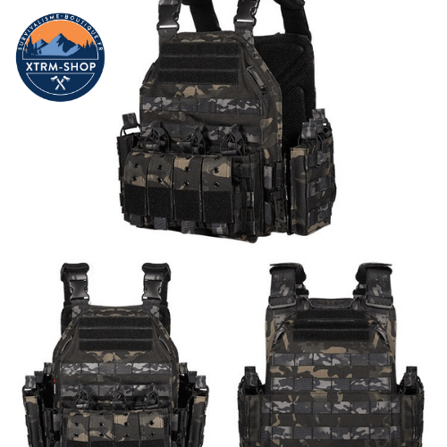 Gilet Tactique Camo Noir Gilet tactique force spéciale