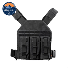 gilet tactique noir de sécurité vue de trois quarts