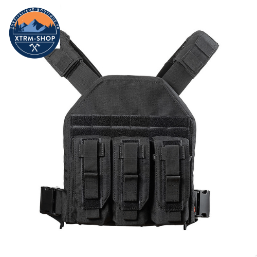 gilet tactique noir de sécurité vue latérale