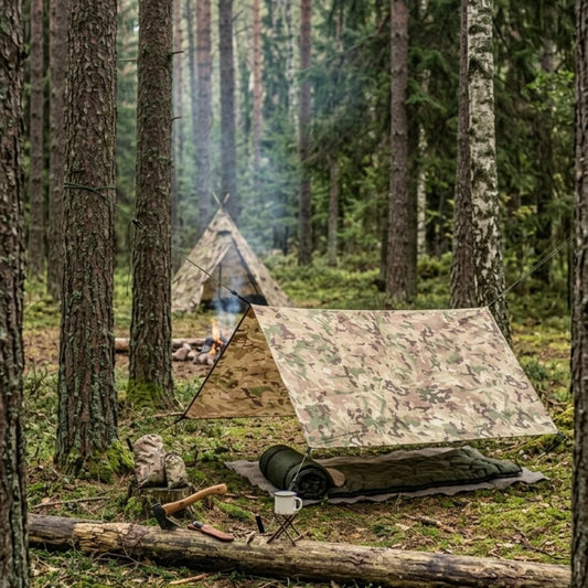 Abri Camouflage de Survie en pleine forêt