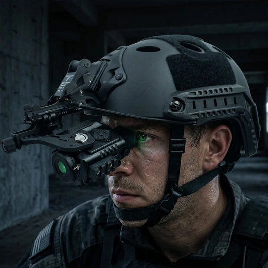 Casque vision nocturne militaire NVM en pleine action 