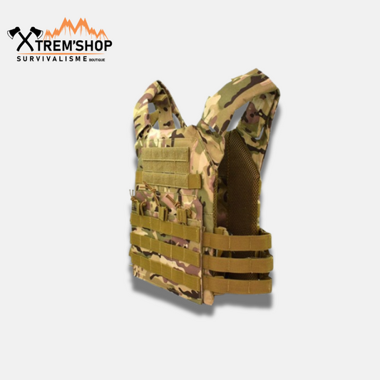 gilet tactique camouflage désert molle vue de trois quarts