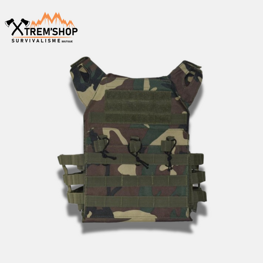 gilet tactique camouflage forêt molle vue de trois quarts