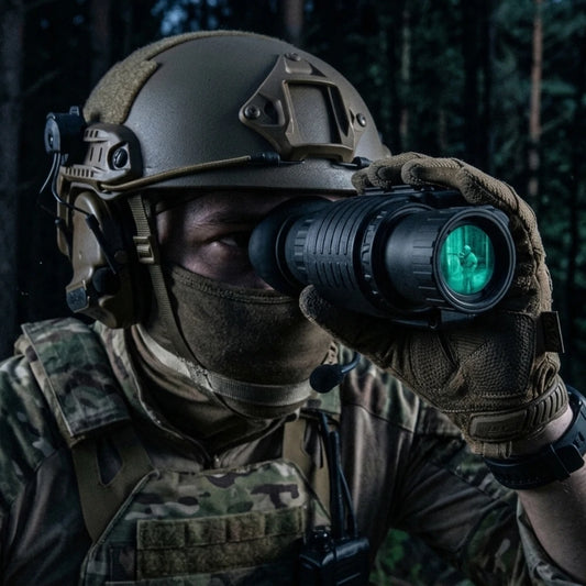 Jumelles Vision Nocturne NVG3X 3EME GENERATION en pleine action dans la forêt
