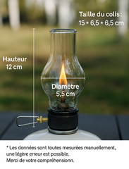 Lampe à Gaz Portable de Camping – dimensions