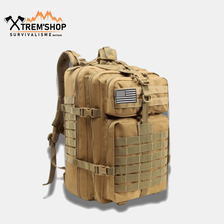 Sac à Dos De Survie / évacuation 65L Style Bundeswehr - Beige - Neuf Avec équipement (couverture, Lampe)