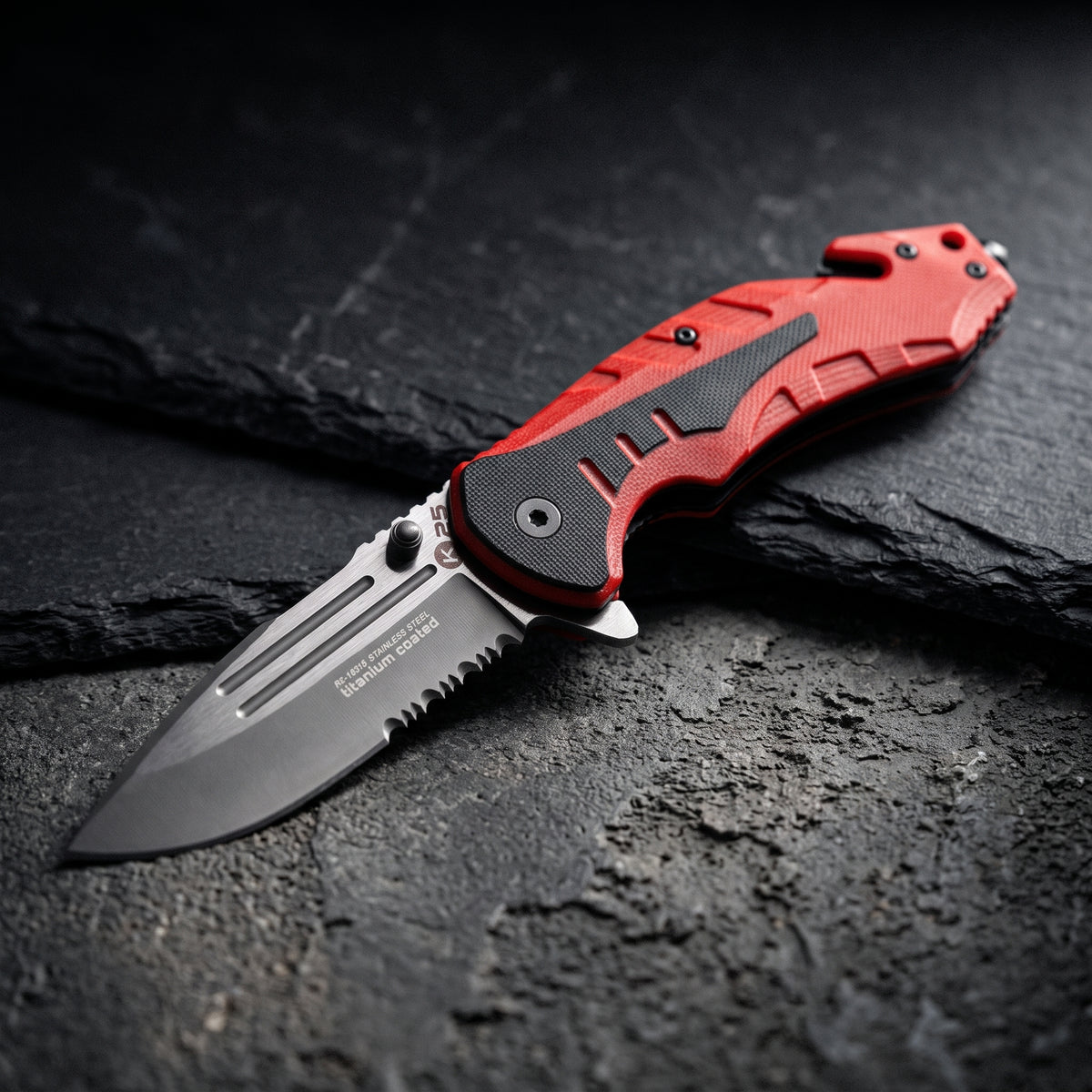 Couteau Pliant Tactique K25 — Hero premium fond sombre
