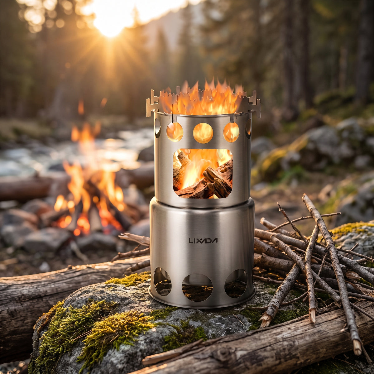 Poêle à Bois Portable LIXADA en Acier Inoxydable — Ambiance nature