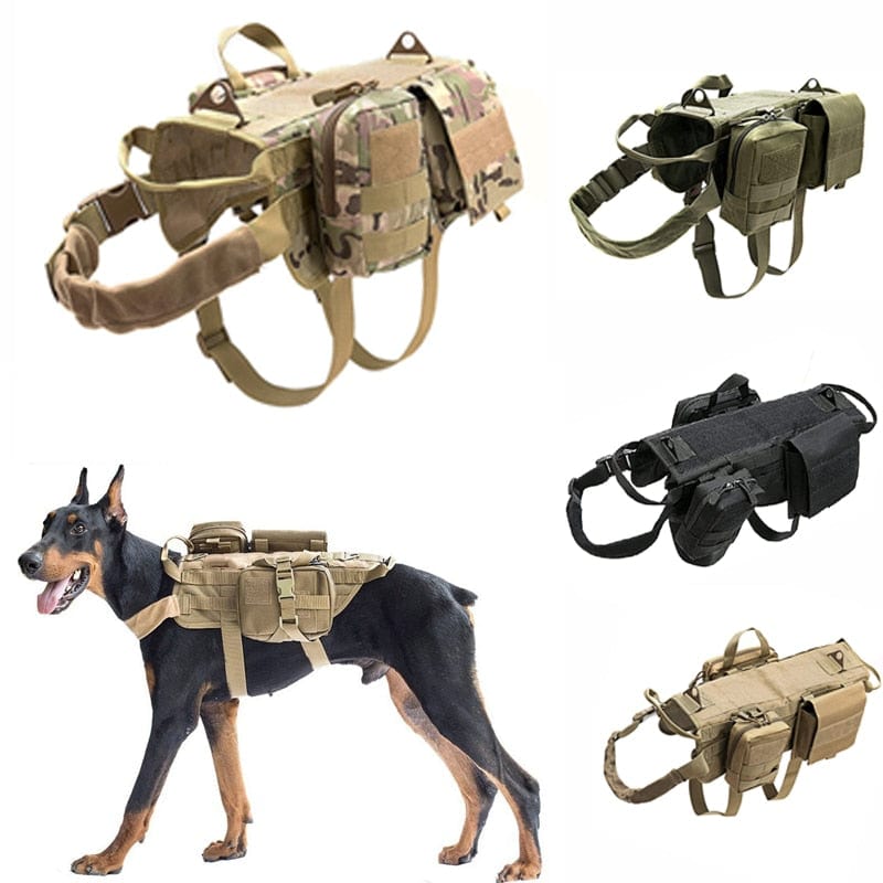 Harnais de sac à dos pour chien, modèle militaire, harnais pour